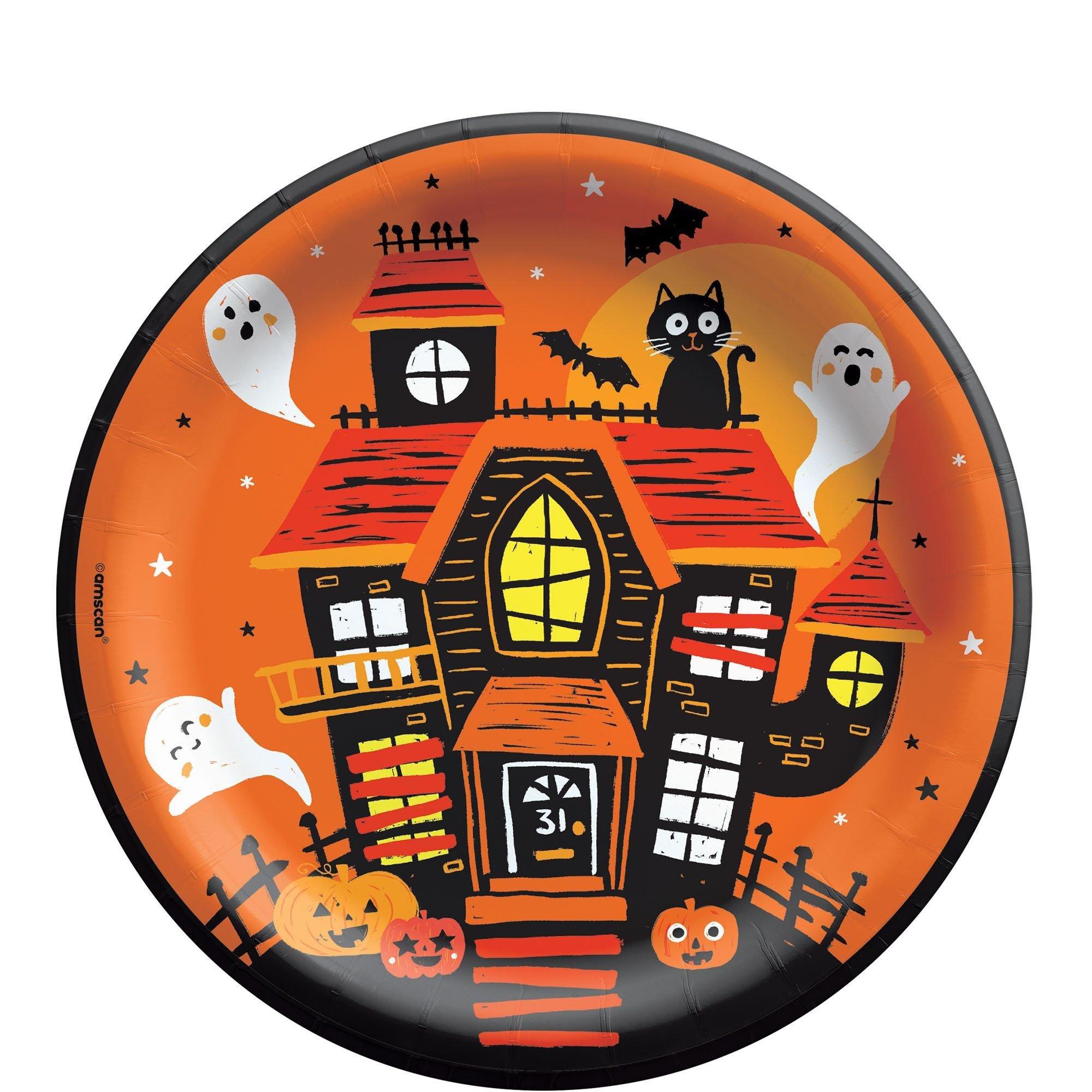 Spooky Friends Halloween Party Supplies Pack for 50 Guests - Kit Includes Plates, Napkins, Table Covers, Centerpiece Decoration, Banner, Pinata & Candy